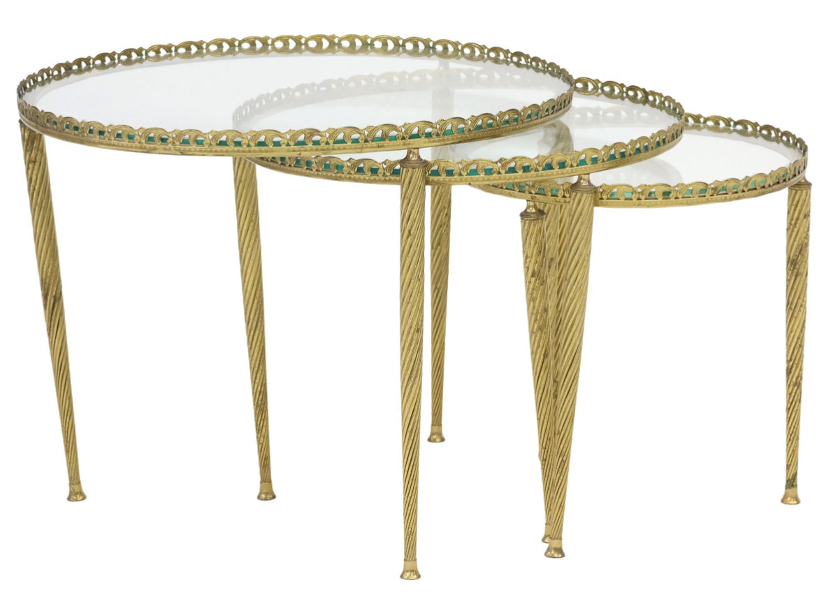 French Gilt-Metal Round Nesting Tables