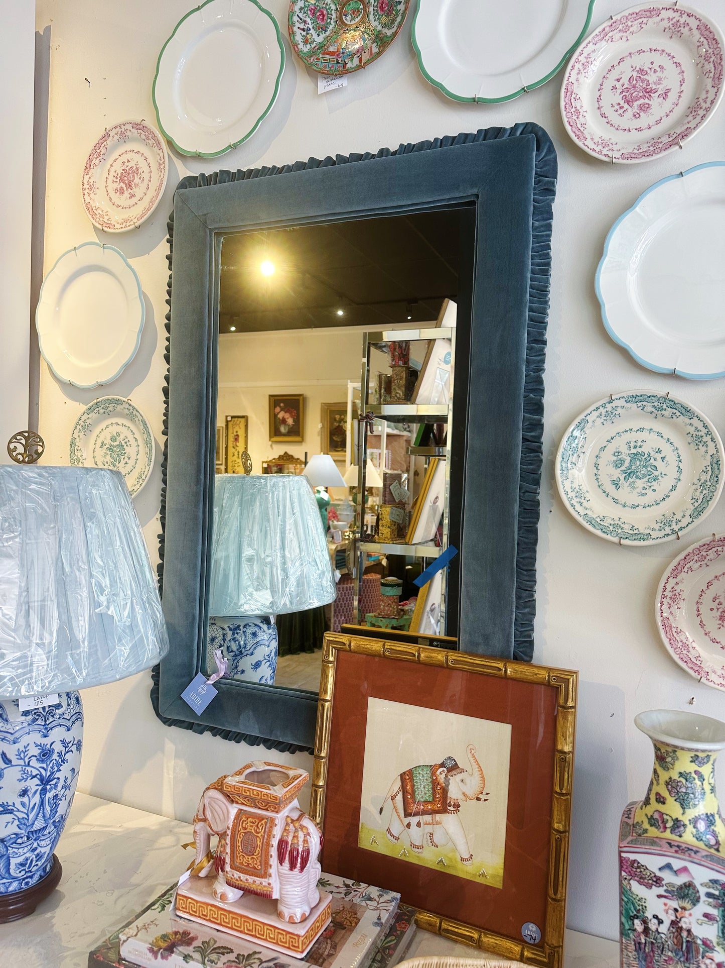 Velvet Ruffled Mirror