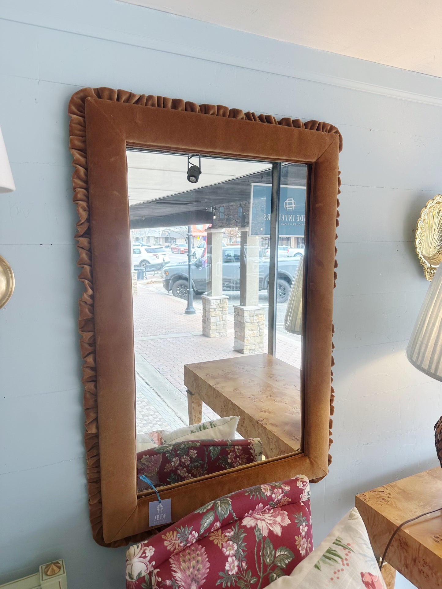 Velvet Ruffled Mirror