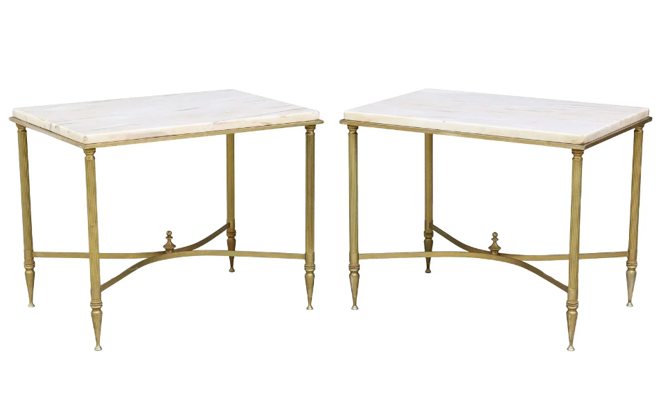 Pair of Maison Bagues Style Gilt-Brass Side Tables
