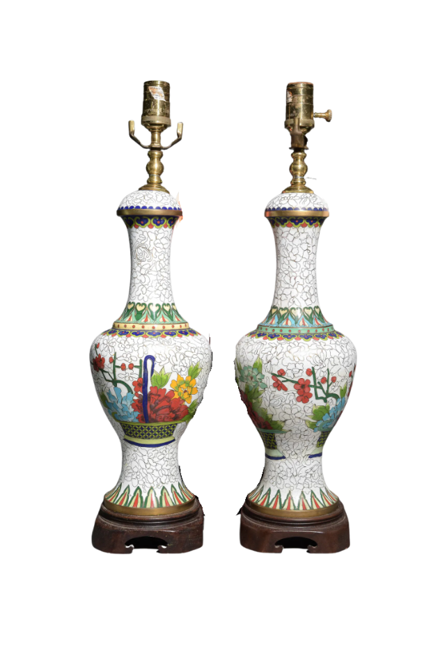 Pair of Cloisonne Lamps