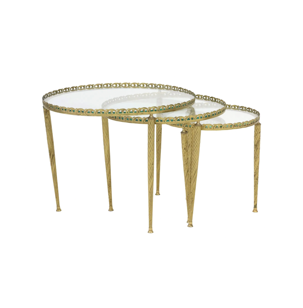 Set of Maison Bagues Style Gilt-Brass Side Tables