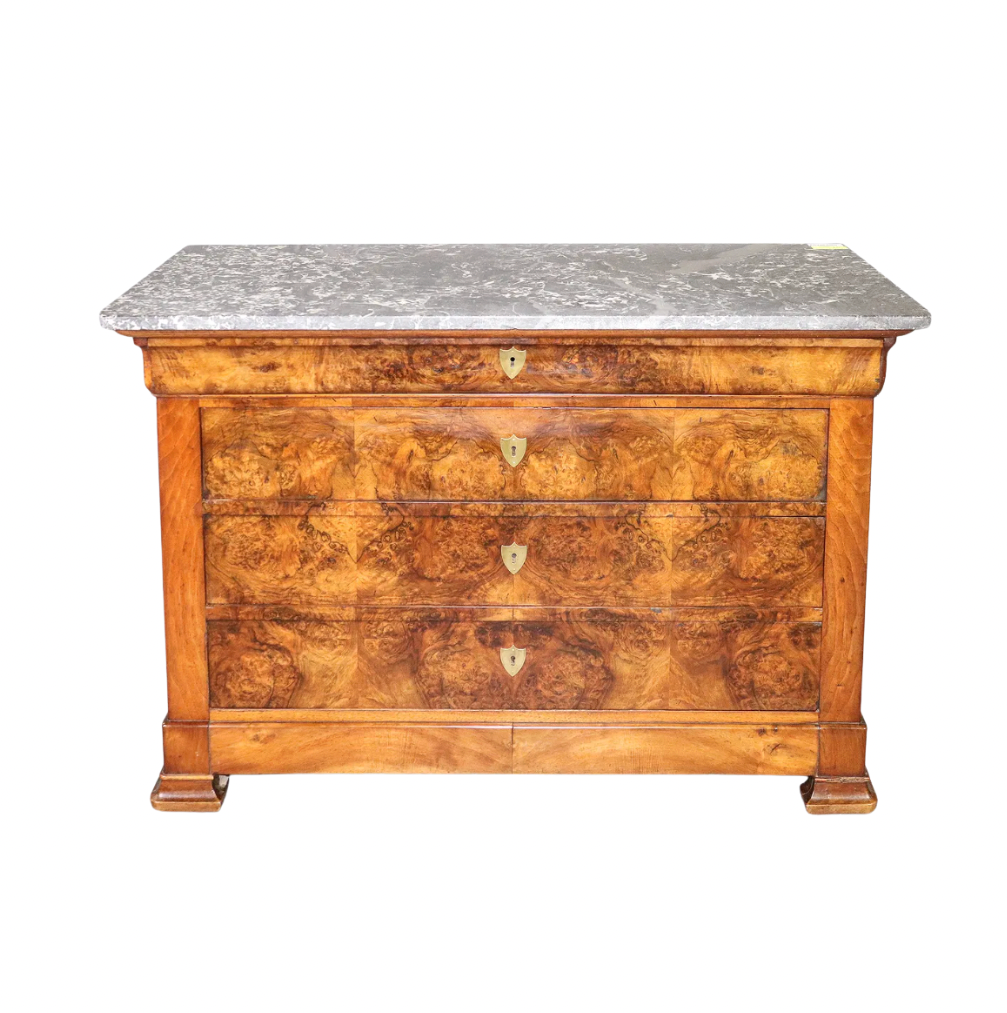 French Louis Walnut Marble top Chest