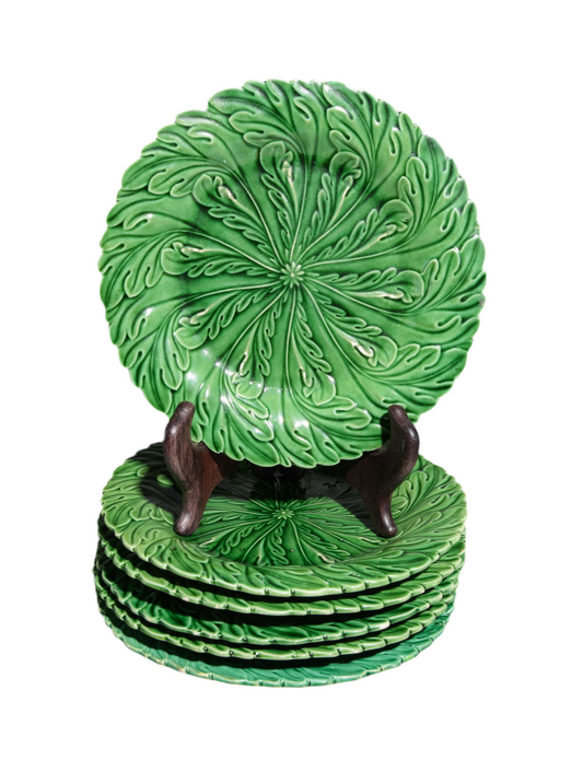 Green Majolica Small Dessert Plates