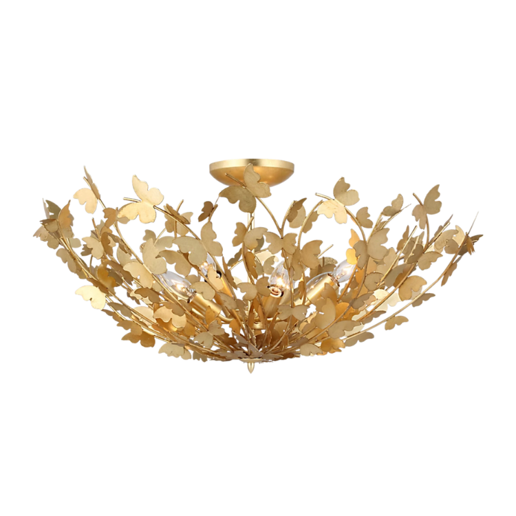 Visual Comfort Farfalle Large Semi-Flush Mount in Gild