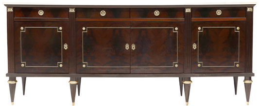 French Louis XVI Style Marble Top Mahogany Sideboard