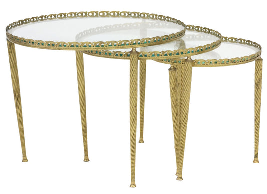 French Gilt-Metal Round Nesting Tables
