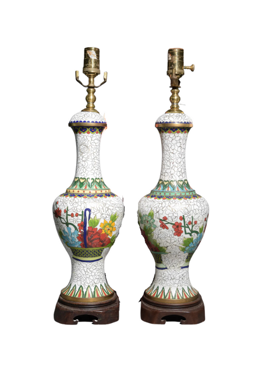 Pair of Cloisonne Lamps