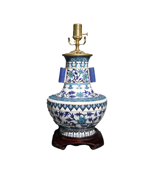 Blue and White Cloisonne Lamp