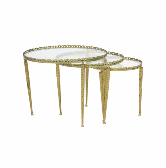 Set of Maison Bagues Style Gilt-Brass Side Tables
