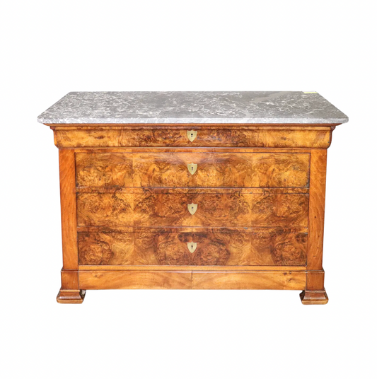 French Louis Walnut Marble top Chest